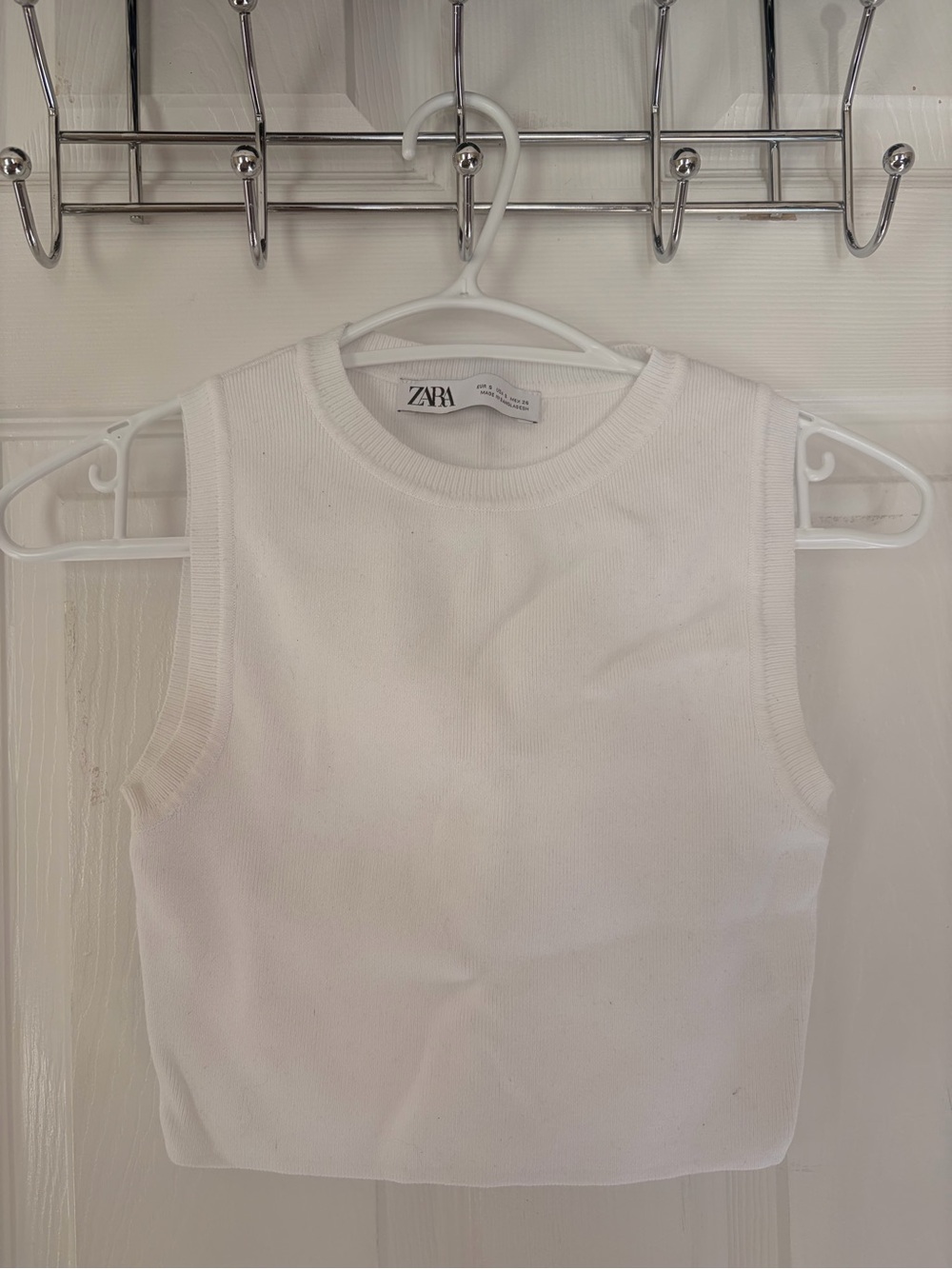 ZARA White Ribbed Sleeveless Knit Top for Kids